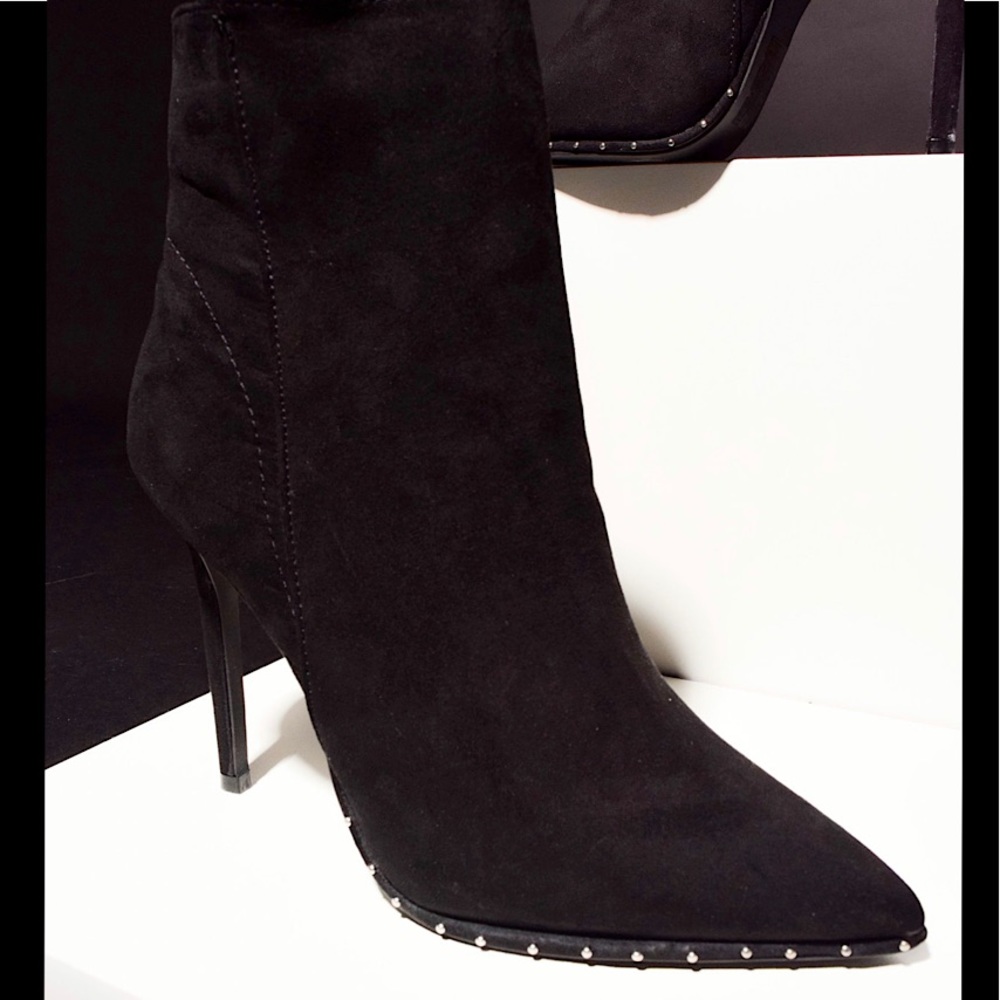 Black Ankle High Faux Suede Booties